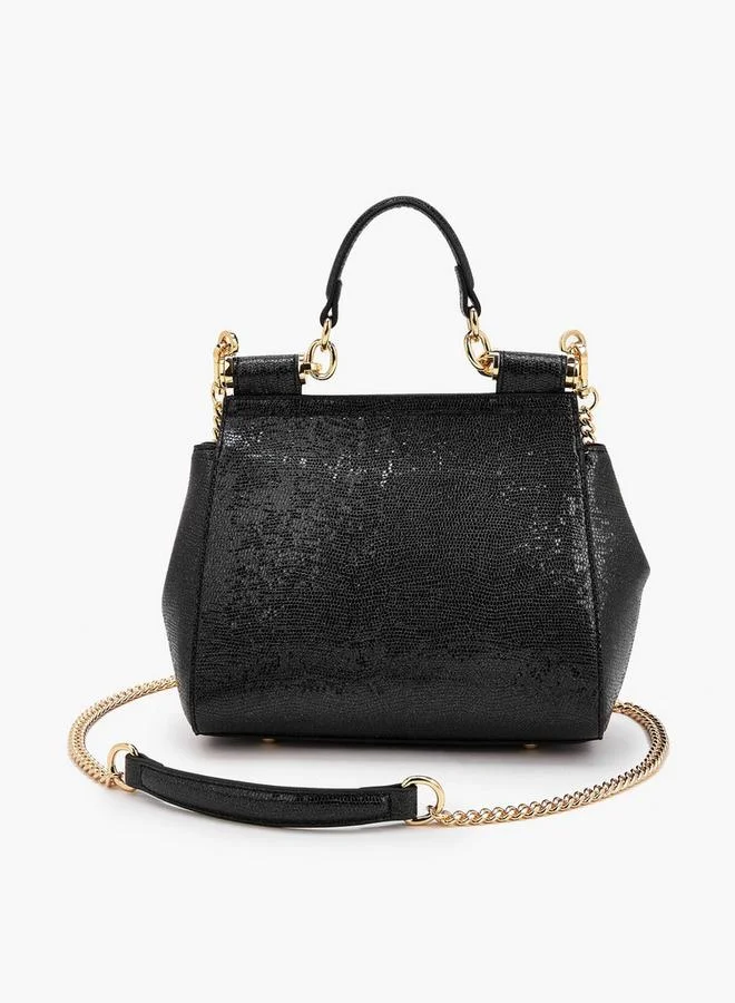 ELLE BLACK Floral Embellished Satchel Bag With Chain Strap Ramadan Collections for Women | Best Price UAE